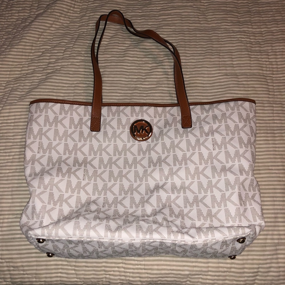 White & brown Michael Kors purse